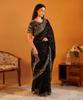 Kohl & Gold - Sequins Embroidered Saree with Designer Blouse