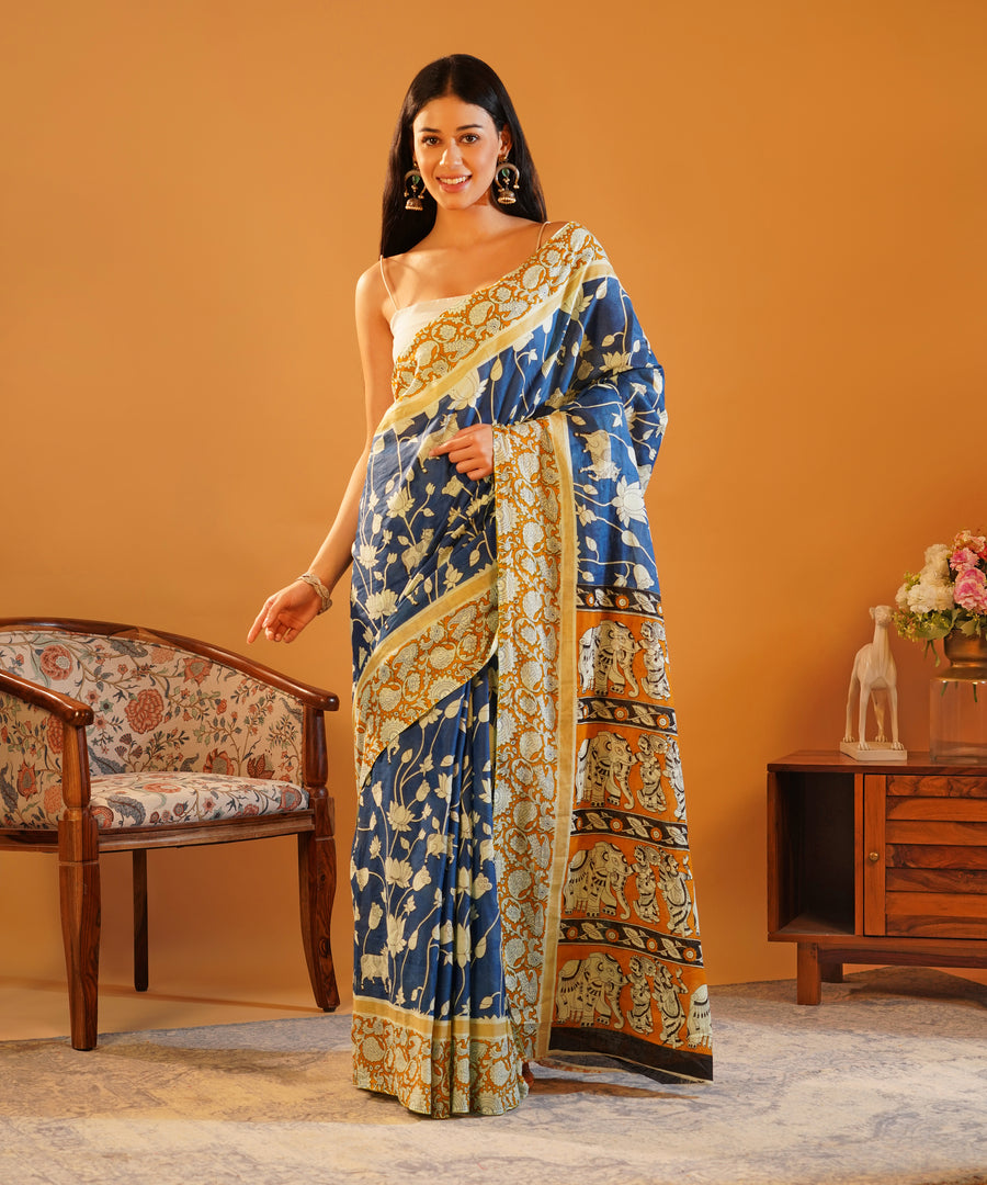 Gaj Mohini - Kalamkari Mul Cotton Saree