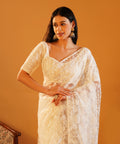 Snow Pearl - Embroidered Net Saree