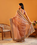 Baadshahi Mauve - Embroidered Twill Net Saree with Silk Jacquard Blouse