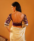 Rang-e-Aangi - Deep Violet Aangi Blouse & Ivory Chinon Gota Patti Saree