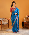 Mayur Pankh - Crushed Silk Saree with Contrast Embroidered Blouse