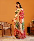 Baisa’s Grace - Heavy Aangi Blouse & Multicolour Chiffon Bandhani Saree