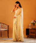 Rang-e-Aangi - Tangerine Orange Aangi Blouse & Ivory Chinon Gota Patti Saree