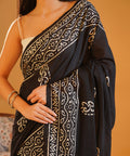 Reshmi Raat - Hand-Blocked Mul Cotton Saree
