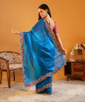 Mayur Pankh - Crushed Silk Saree with Contrast Embroidered Blouse