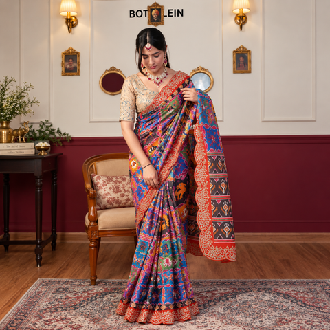 Multicolour Patola Print Georgette Saree