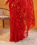 Scarlet Sparkle - Embroidered Net Saree