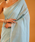 Cloud Kissed - Khadi Cotton Saree with Tassels