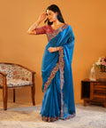 Mayur Pankh - Crushed Silk Saree with Contrast Embroidered Blouse
