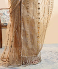 Champagne Gold - Sequins Embroidered Net Saree